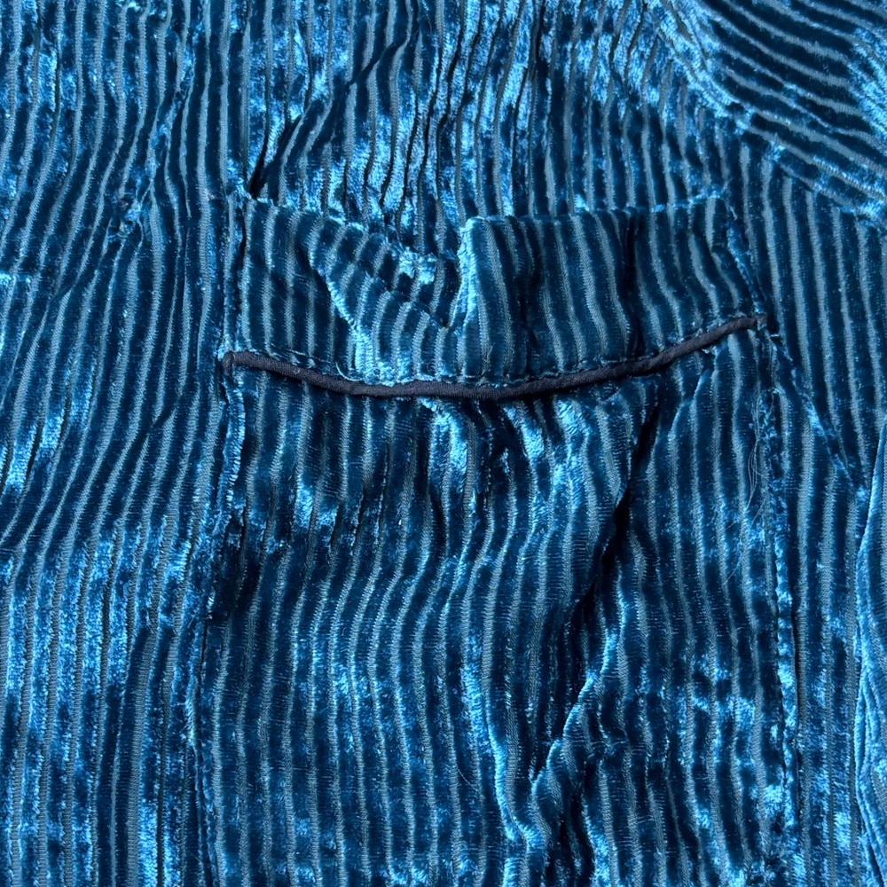 Women’s Free People Velvet Teal Aspen Nights Striped Cropped Blouse Size Large - Picture 3 of 9